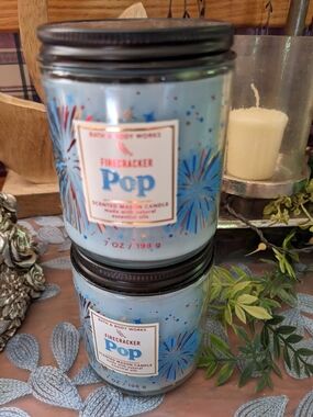 Bath & Body Works Firecracker Pop Blue Mason Candle Duo